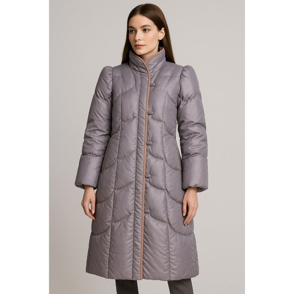 Vintage Sno Down Womens Quilted Full-Length Winter Coat W/ Button-Up Front & Hig - Picture 1 of 11